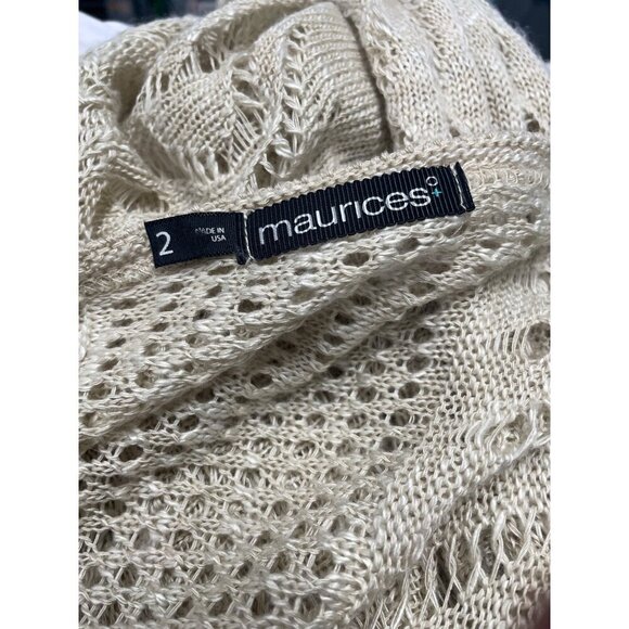 Maurices Womens Open Front Cardigan Sweater Size 2 Beige Acrylic Knit - Picture 5 of 6